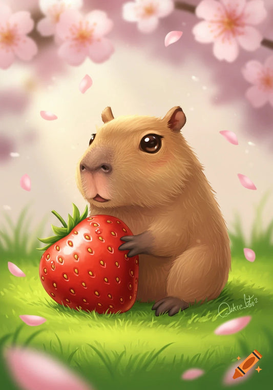 Chill Capybara with strawberry