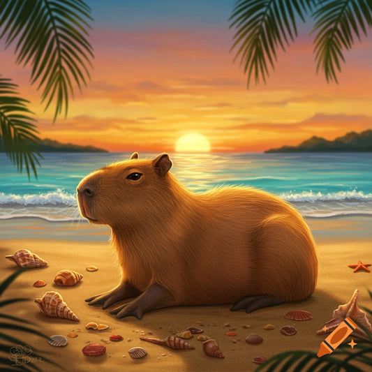 Signature Mix - Capybara at sunset beach